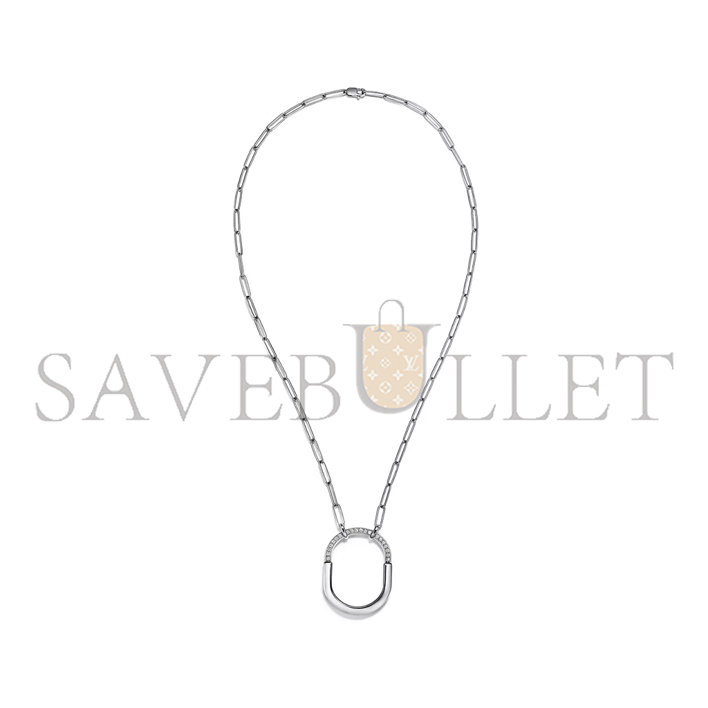 T*f*ny lock pendant in white gold with diamonds, large